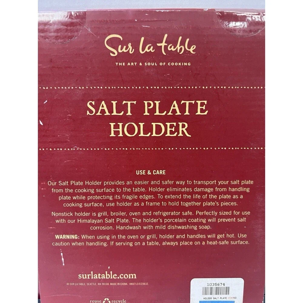 Salt Block Holder 8x12 Inch Sur la table Nonstick Porcelain Surface
